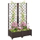 image 2 of Outsunny Raised Garden Bed with Trellis, Plastic Planter Box with Drainage Holes, Drain Plugs and Water Reservoirs for Climbing Plants, Vegetables, Flowers | Brown