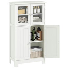 kleankin Bathroom Floor Storage Cabinet Standing Unit Kitchen Cupboard W/ Doors