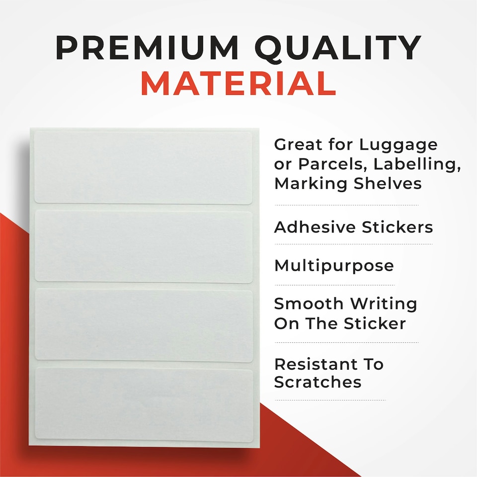 image 1 of Pack of 35 White 19x63mm Rectangular Labels - Adhesive Stickers