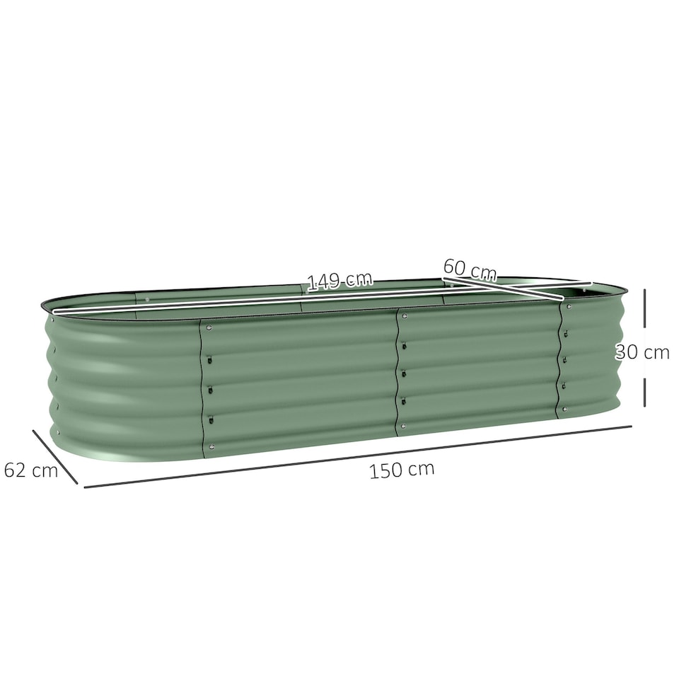 image 1 of Outsunny Galvanised Raised Garden Bed Planter Box with Safety Edging, Dark Grey