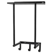 Levede Towel Rack Wall Mounted Shelf Bathroom Storage Holder with Hooks Black
