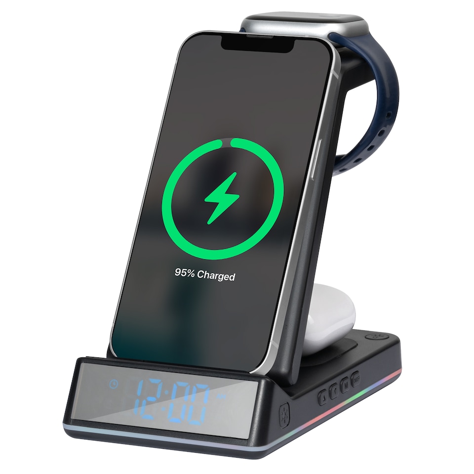 image 1 of Daewoo 5 In 1 Wireless Charger Foldable Station Black