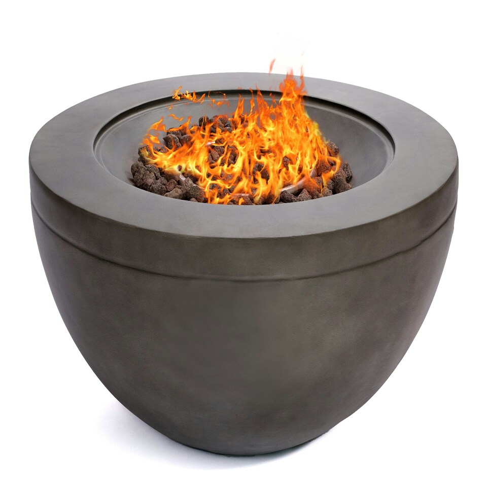 image 1 of MDA Designs TABITI Dark Grey Gas Fire Pit for Garden & Patio - Luxurious Eco-Stone Finish Outdoor Heater Fire Pit