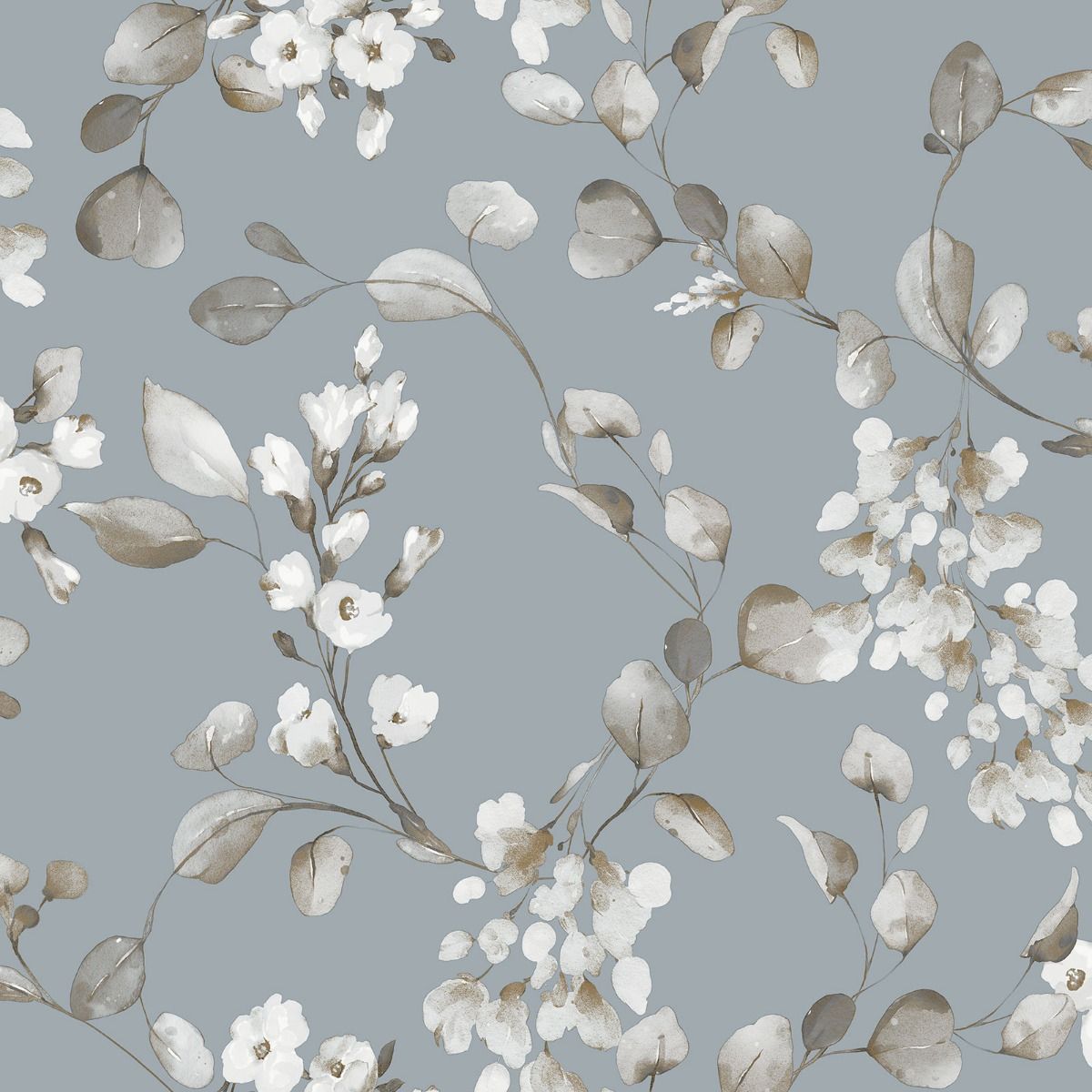 Rasch Rosalie Floral Wallpaper Blue Blue/White 1