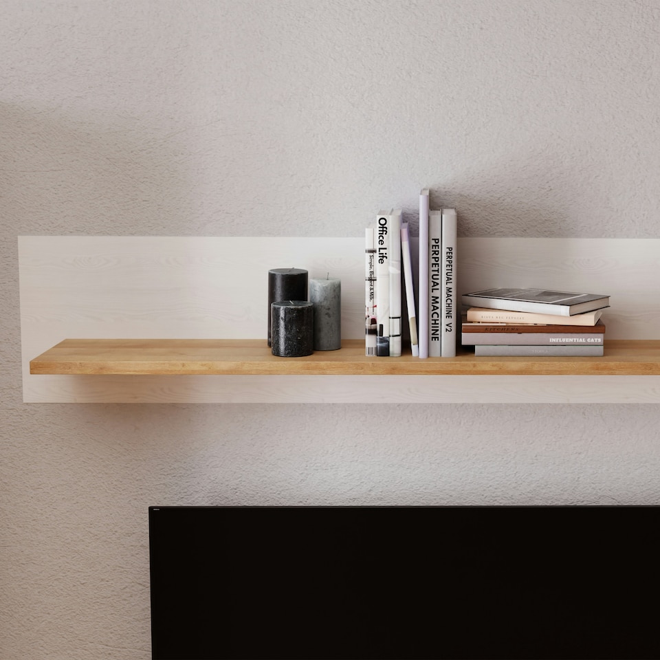 image 1 of Bohol 160cm Wall Shelf in Riviera Oak/White