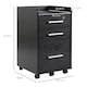 image 5 of HOMCOM 3 Drawer Filing Cabinet with Lock, Rolling Under Desk Drawers with Edged Top for Letter, A4 Size, Hanging File Folders for Home Office, Black | Black | Black