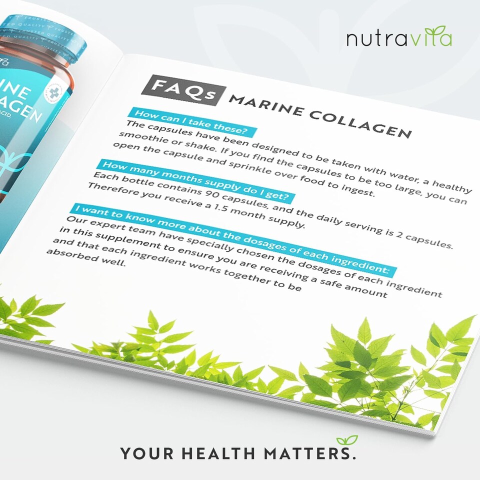 image 1 of Nutravita Marine Collagen 1000mg with Hyaluronic Acid 100mg - Hydrolysed Collagen, Vitamin C, Vitamin E, Vitamin B2, Zinc, Copper - 90 Capsules