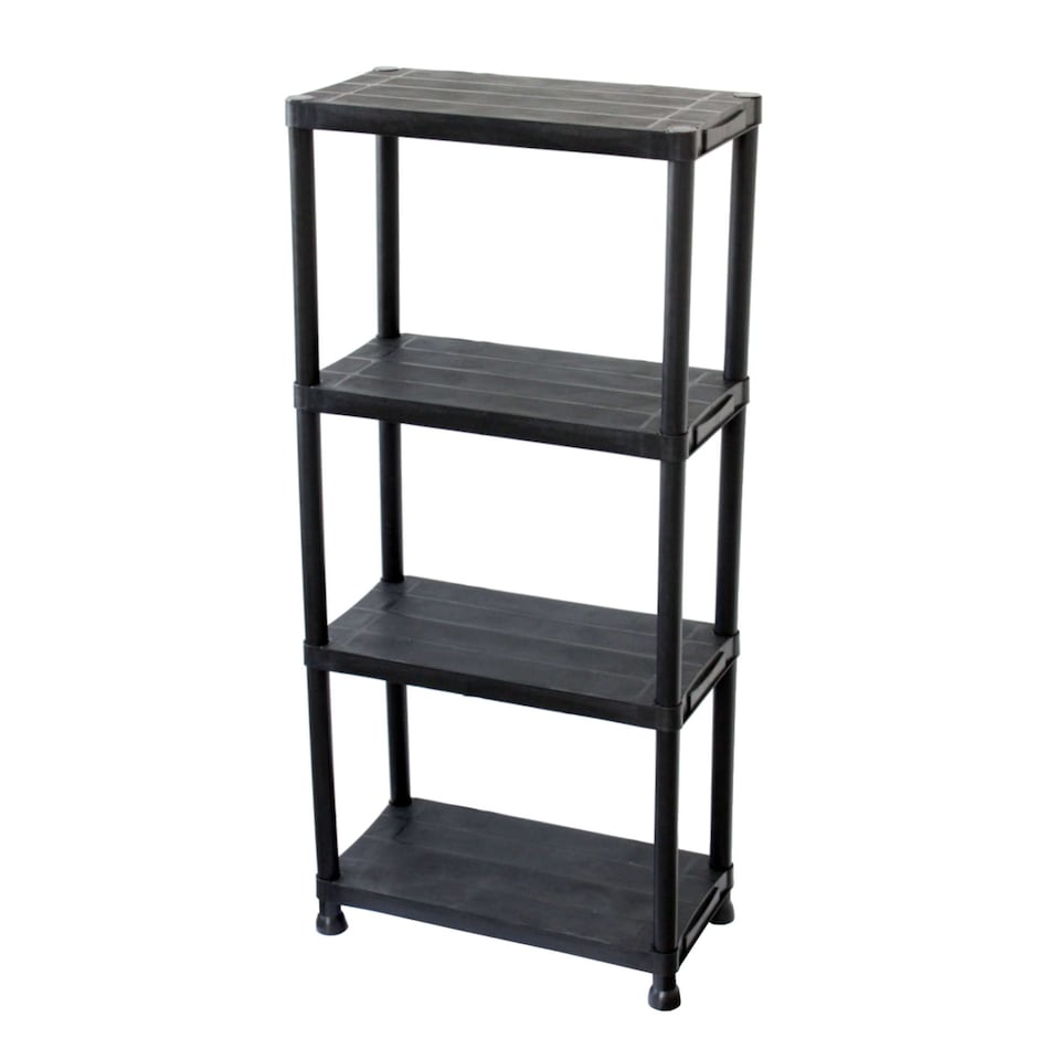 image 1 of 4 Tier Black Plastic Heavy Duty Shelving Racking Storage Unit