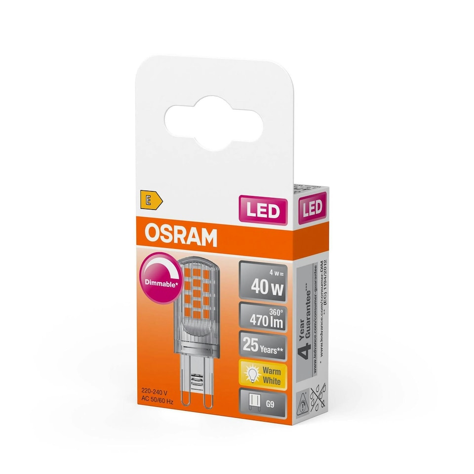 image 1 of OSRAM Dimmable LED PIN Lamp Light Bulb with G9 Base 470 Lumens 6 Pack