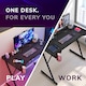 image 9 of House of Home Gaming Desk Carbon Fibre Finish Black 120cm Cup Holder, Headphone Hook | Black