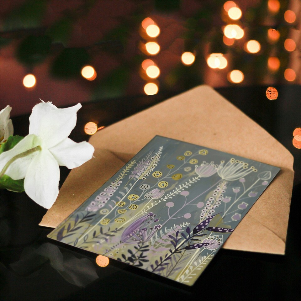image 1 of Spring Wildflowers Purple Yellow Scandi Floral Nature Birthday Card