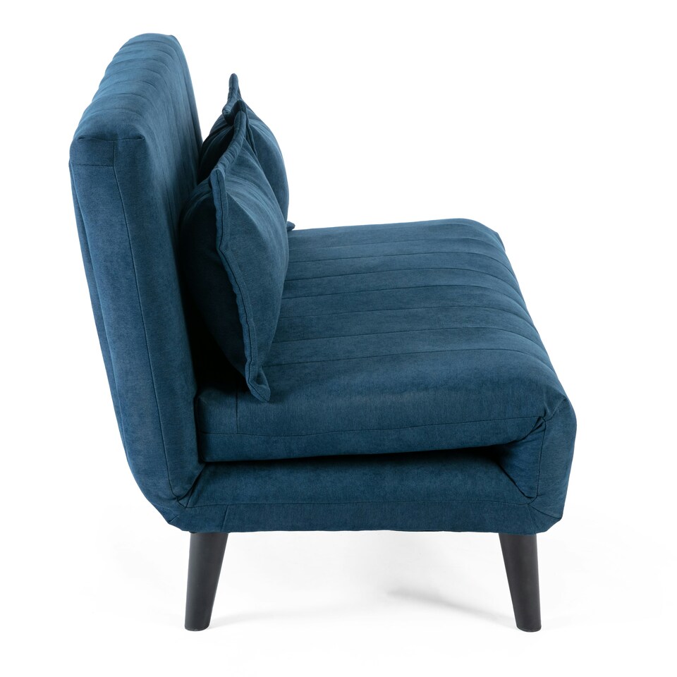 image 1 of Harper 2 Seater Folding Clic Clac Fabric Lounge Futon Sofa Bed (Blue)