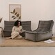 image 2 of icon Kota Velvet XL Bean Bag Sofa & Lounger Set Grey Bean Bag Chair Grey