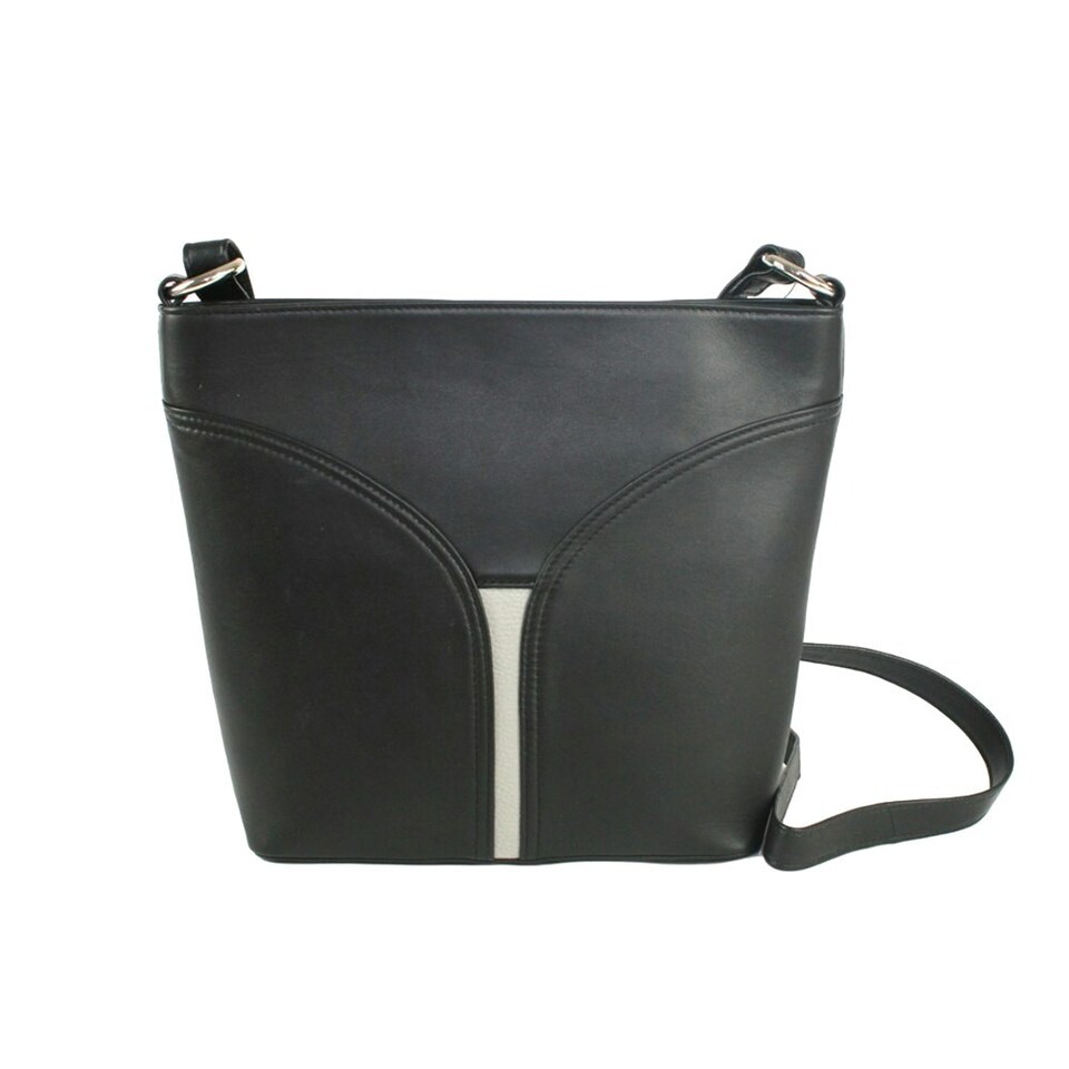image 1 of Eastern Counties Leather Caitlin Leather Shoulder Bag - Black/Ivory - One Size | Black