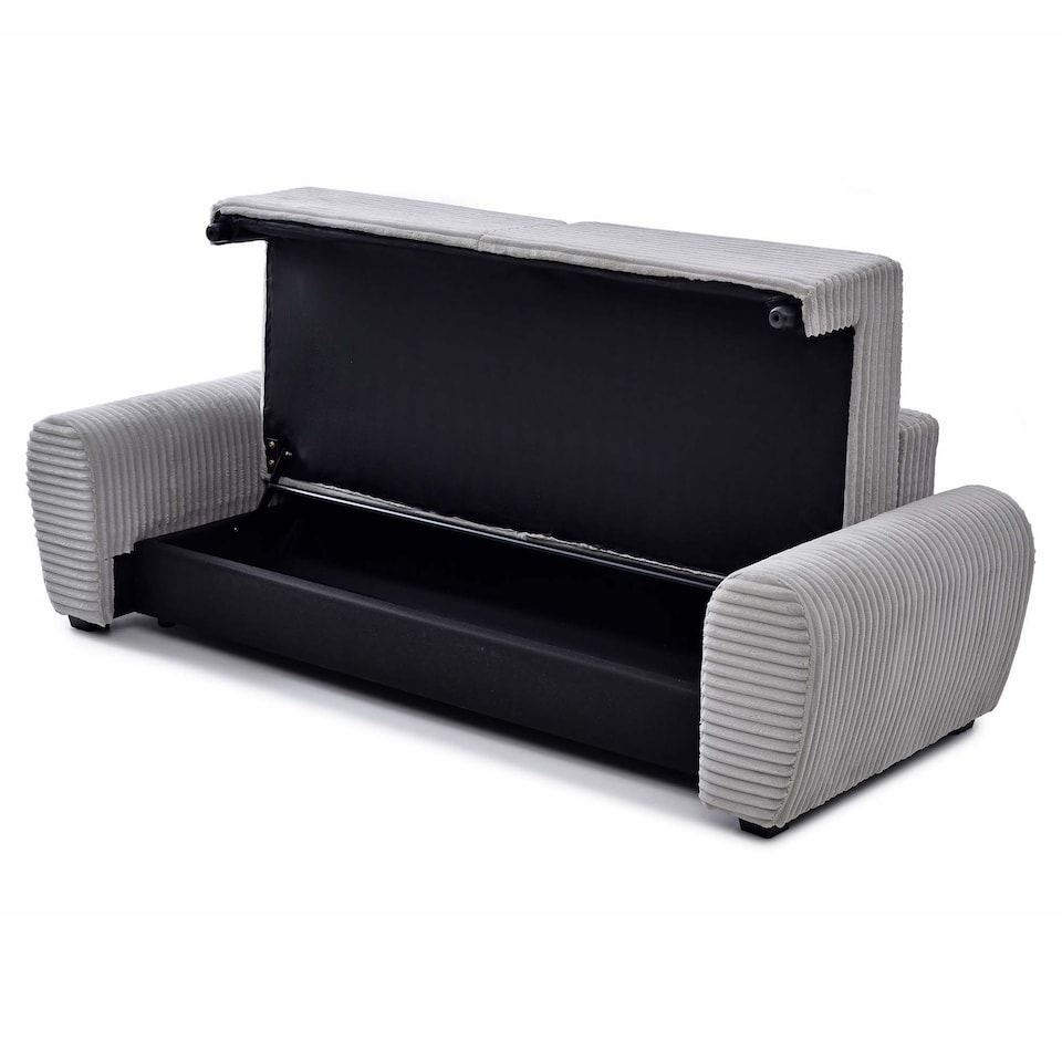 image 1 of Freya 3 Seater Corduroy Sofa Bed | Grey | Light Grey | Three Seater
