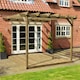 image 3 of Wall Mounted Garden Pergola and Decking Kit - Wood - L480 x W480 cm - Rustic Brown