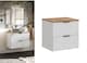 image 2 of Wall Hung White Bathroom Vanity Unit 600mm Oak Countertop Worktop Cabinet with Drawers Ribbed Fluted Adel