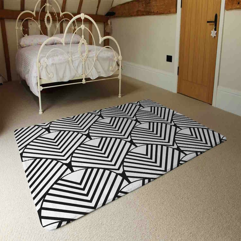 image 1 of Black Geometric Decoration (Rug) Black | Large: 140x200cm