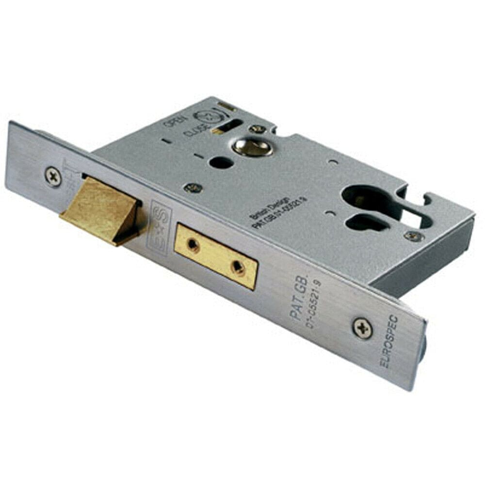 Loops Euro Profile Architectural Sashlock 76mm Satin Stainless Steel Door Latch in Metallics