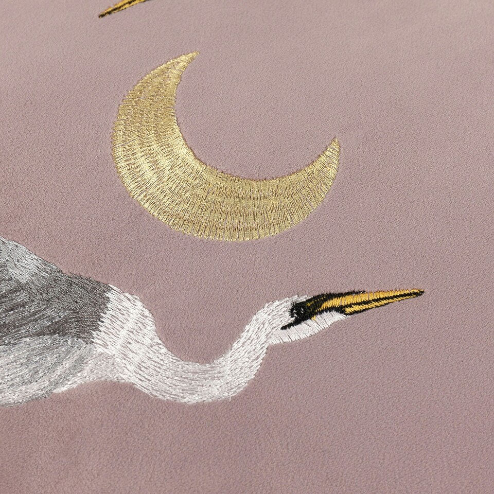 image 1 of Paoletti Moonlit Flight Embroidered Velvet Dusty Pink Filled Cushion 45 x 45 cm Multi