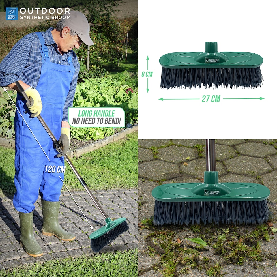 image 1 of 10" Outdoor Broom Garden Yard Brush with Metal Handle
