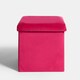 image 5 of OHS Matte Velvet Soft Foldable Cube Footstool Seat Storage Organiser Ottoman Pink | Bright Pink