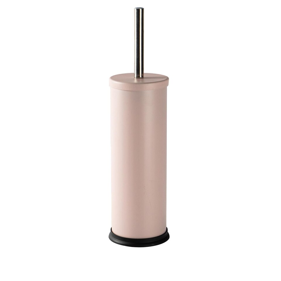 image 1 of Harbour Housewares Toilet Brush & Holder - Matt Pink - Round Stainless Steel Non Slip Rust Resistant Toilet Cleaning Brush Set