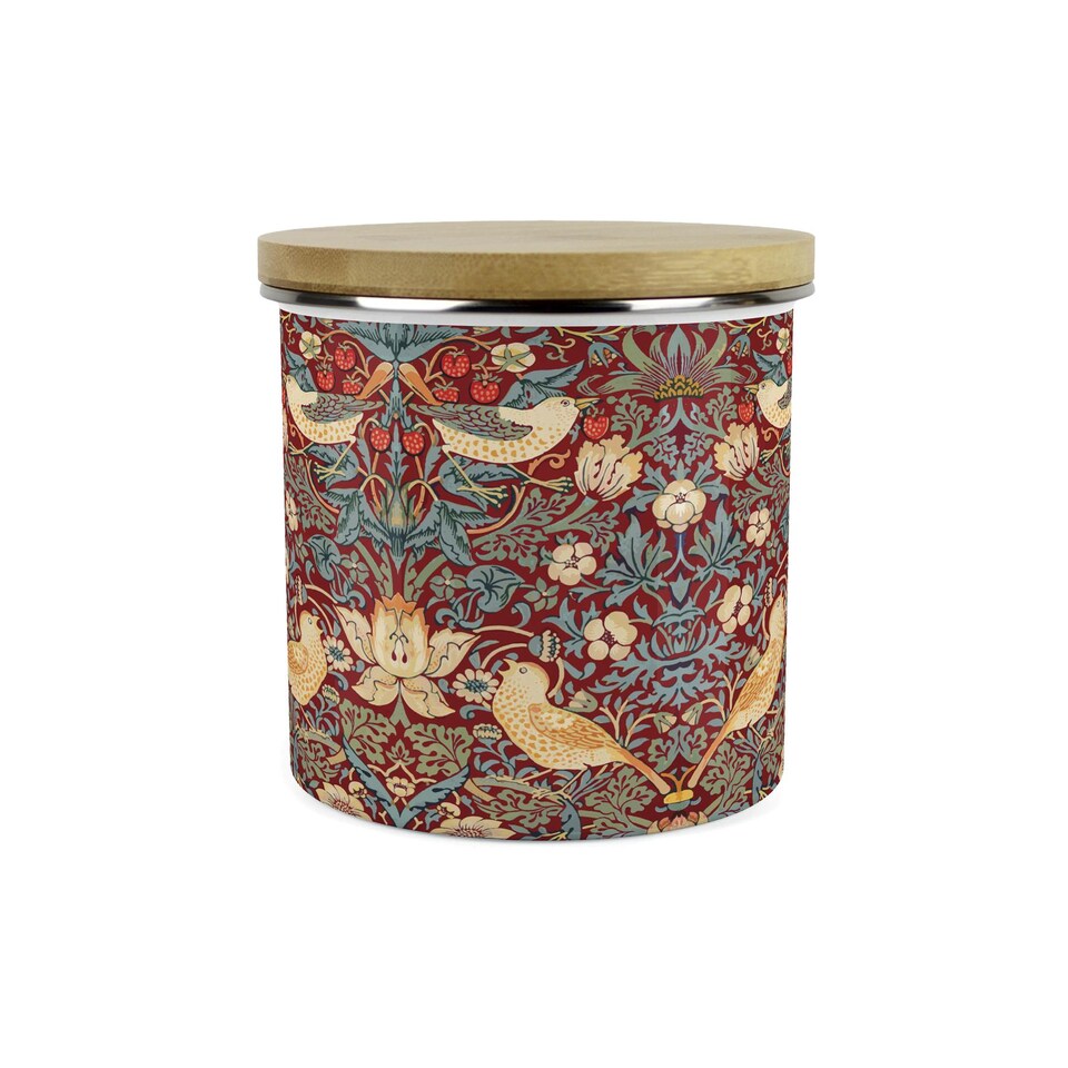 image 1 of Red Strawberry Thief Large Peppermint Tea Canister