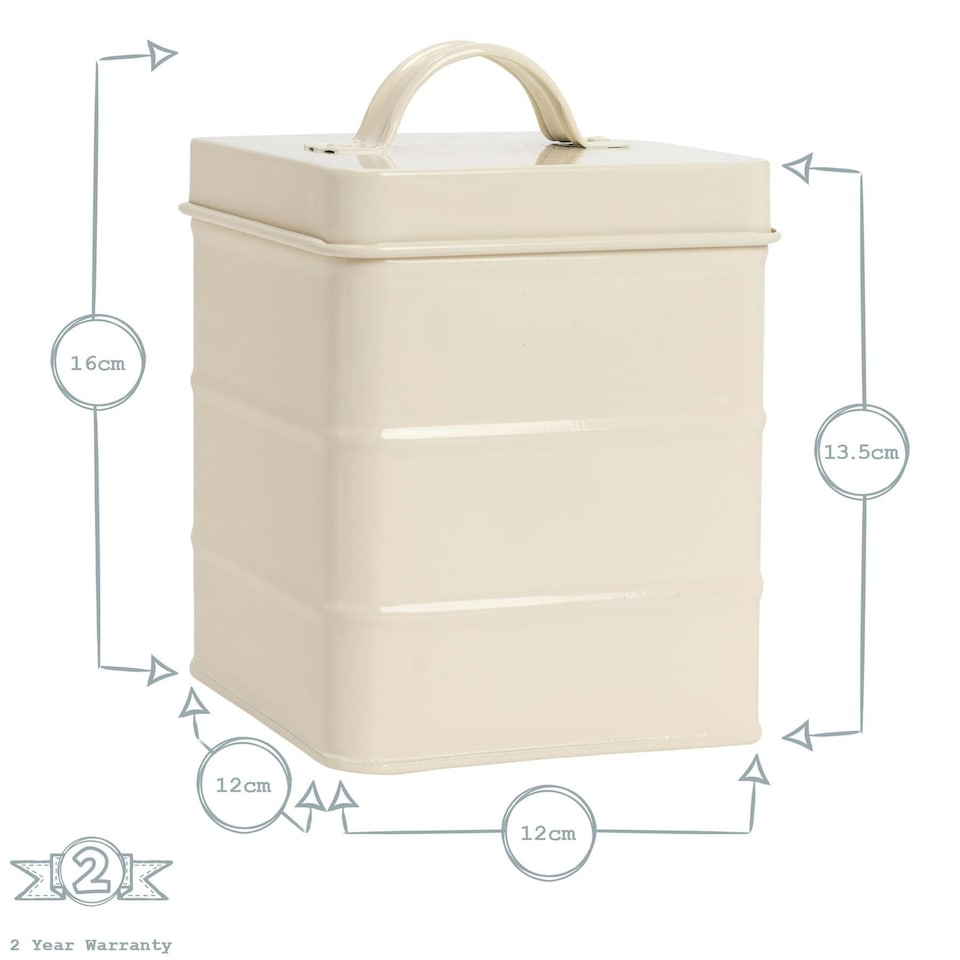 image 1 of Harbour Housewares Cream Vintage Metal Kitchen Tea Canister Kitchen Caddy Kitchen Storage Containers Canisters