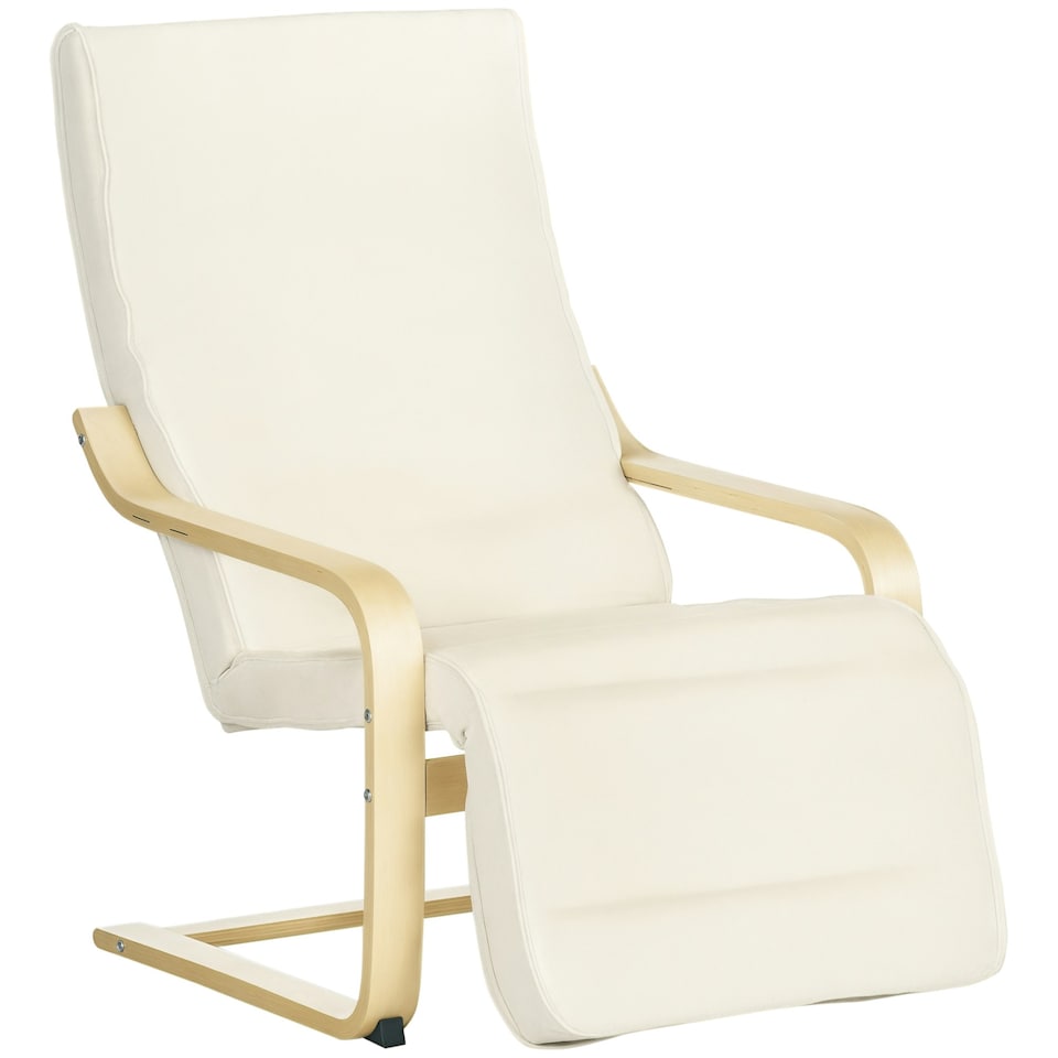 image 1 of HOMCOM Lounge Chair Recliner Adjustable Footrest Home Cream White