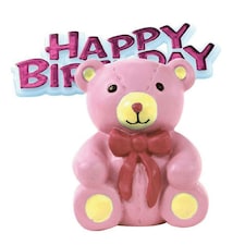Anniversary House Birthday Pink Teddy Bear Cake Decoration Topper - Pink - One Size