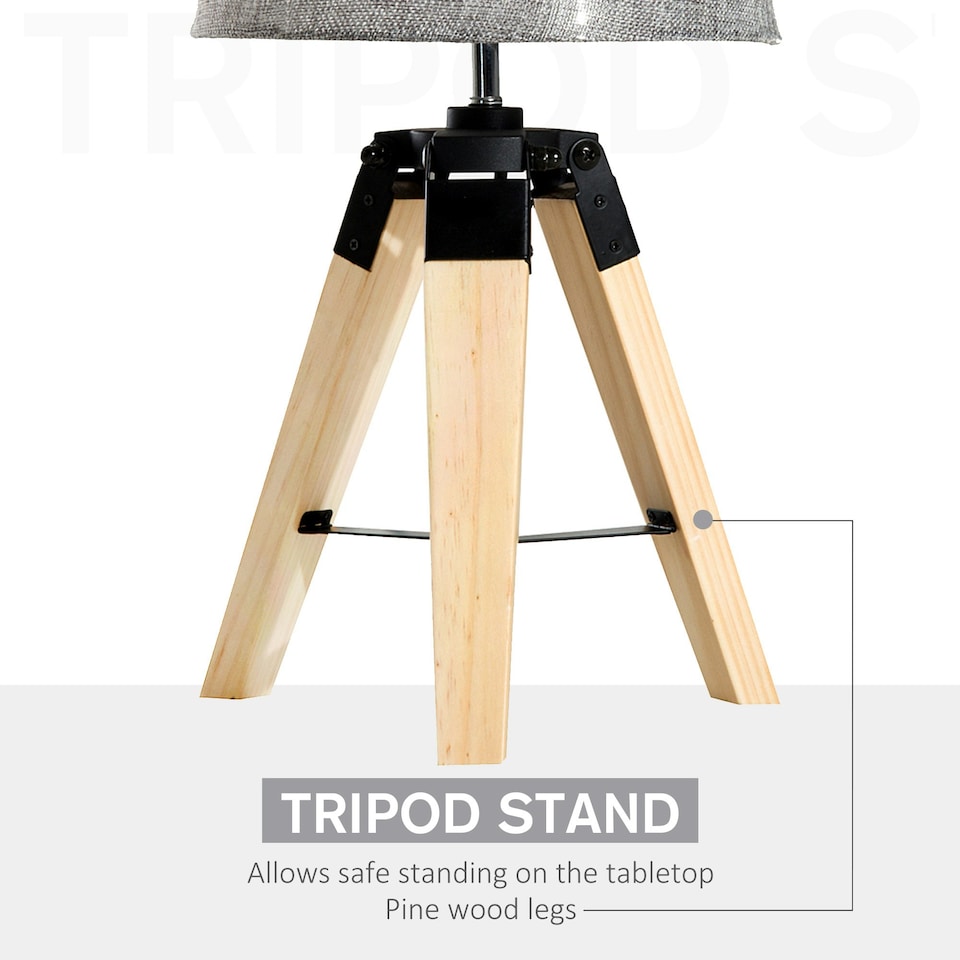 image 1 of HOMCOM Tripod Table Lamp Living Room Night Lighting Bedside Desk Decor