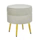 image 4 of Interiors by Premier Cream Velvet Round Footstool, Ottoman Small Footstool with Soft Upholstery, Velvet Pouffe for Home