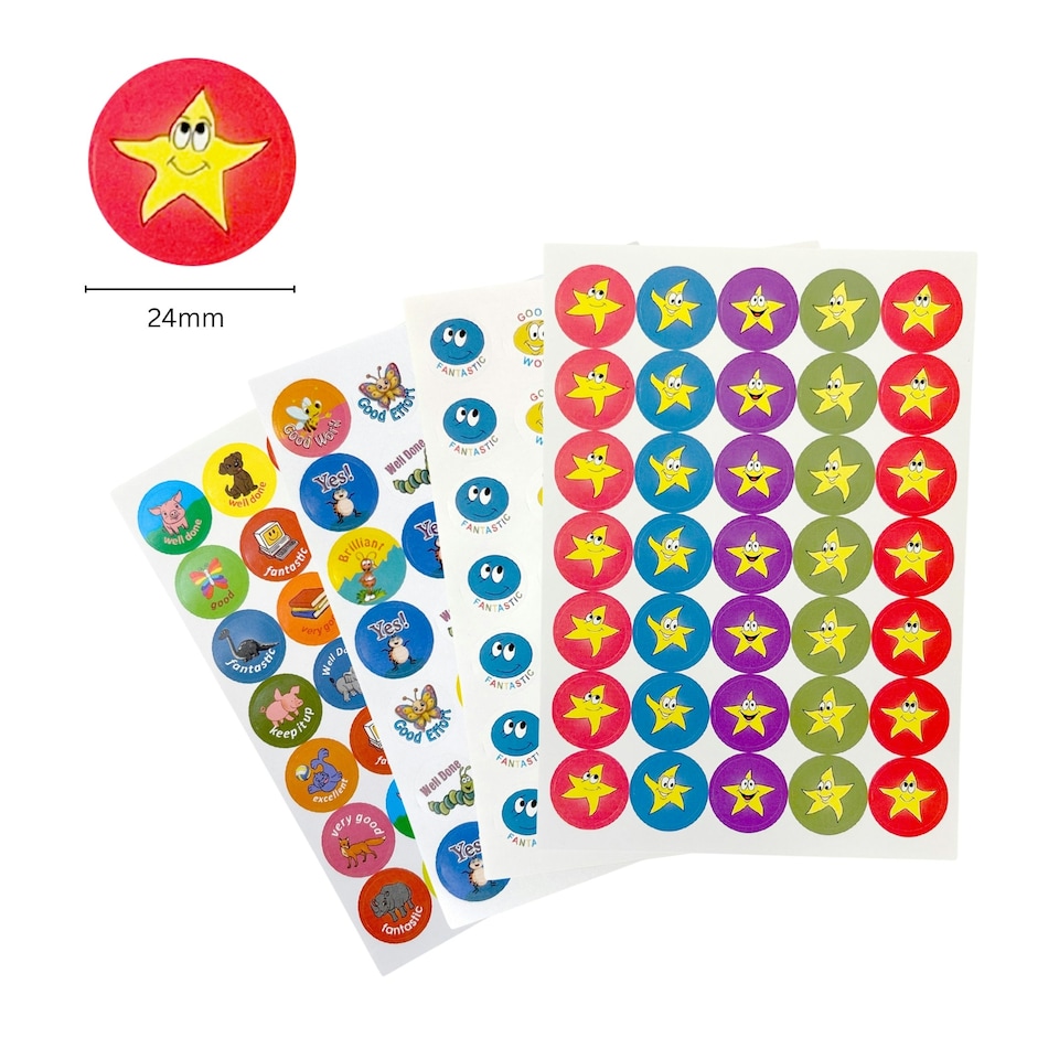 image 1 of Pack of 420 Motivational Happy Stars 24mm Self-Adhesive Labels