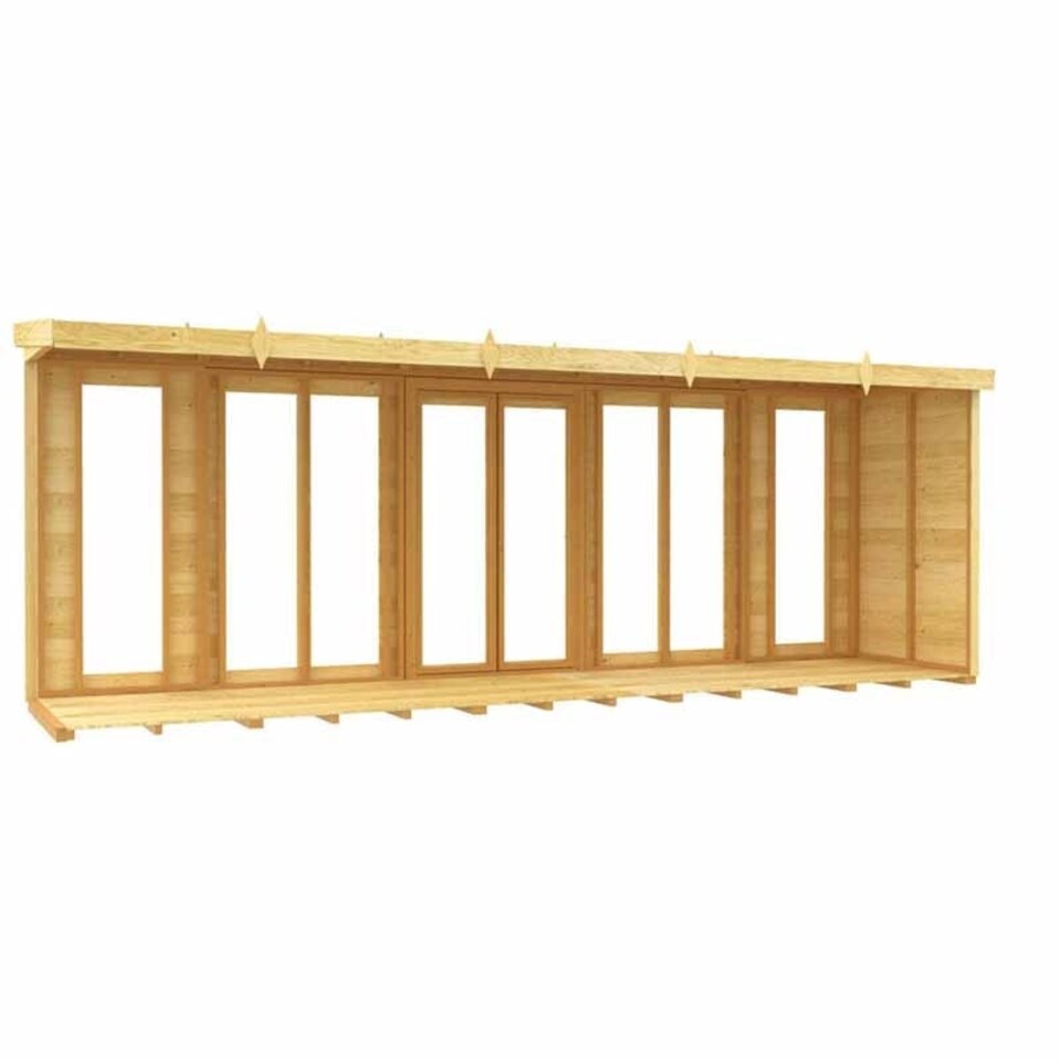 image 1 of 18ft x 4ft Pent Summer House (Full Height Window) - Wood - L118 x W533 x H201 cm | Brown