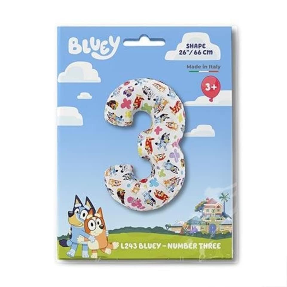 image 1 of Bluey Number 3 Giant Foil Helium Balloon 66cm / 26 in