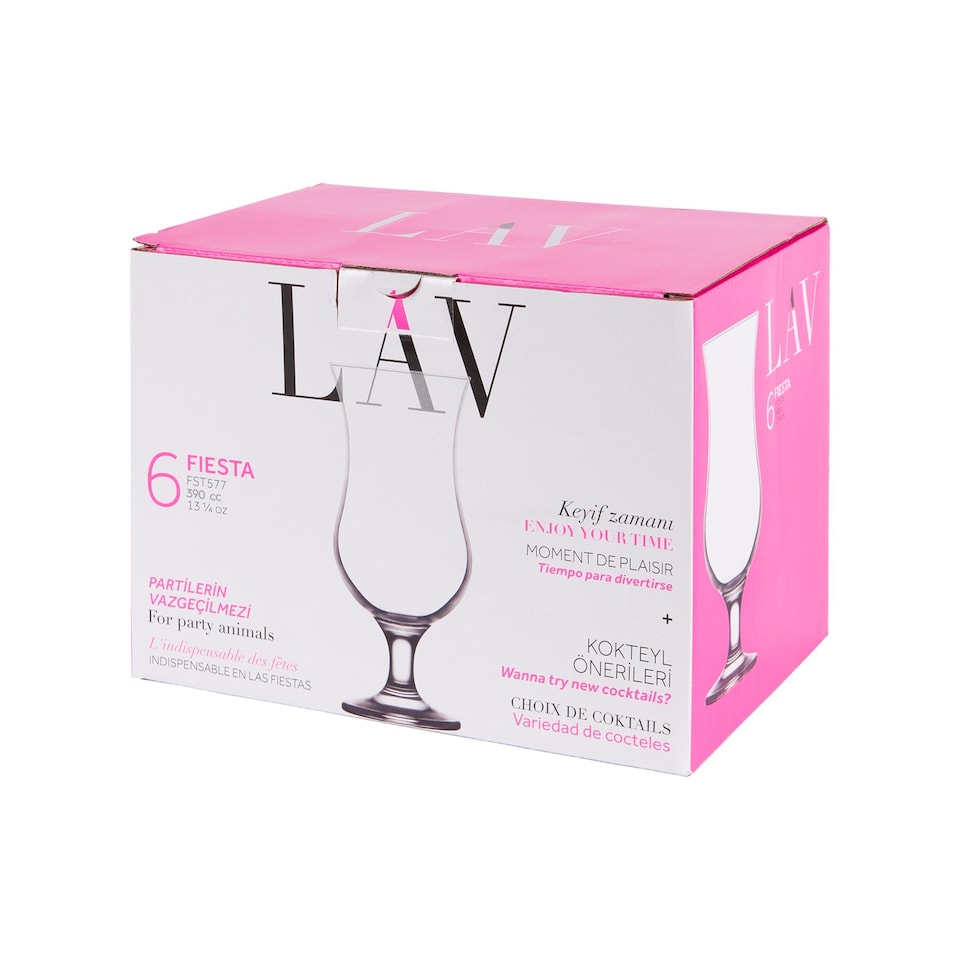 image 1 of LAV Fiesta Pina Colada Glasses - 390ml - Pack of 6