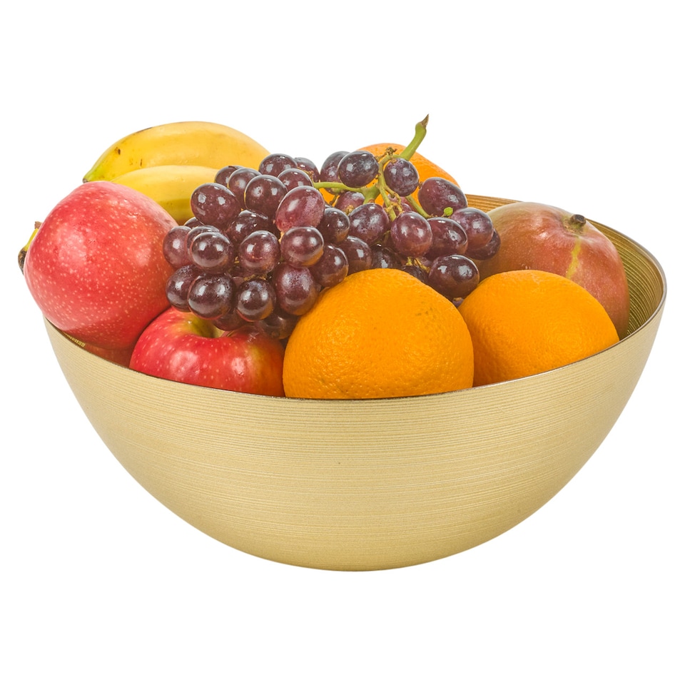 image 1 of 28cm Large Gold Coloured Glass Fruit Salad Serving Bowl Centre Piece Party Dish