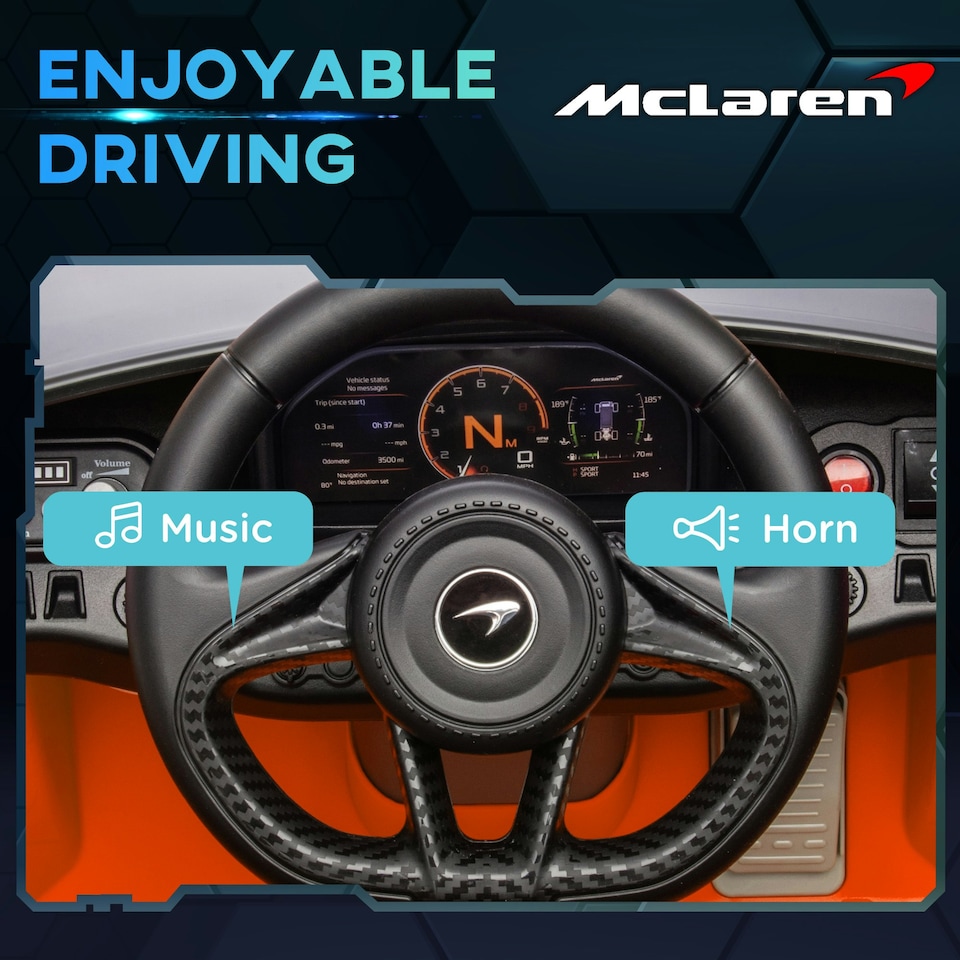 image 1 of AIYAPLAY McLaren 765LT Licensed 12V Kids Ride on Car w/ MP3 Music, Orange