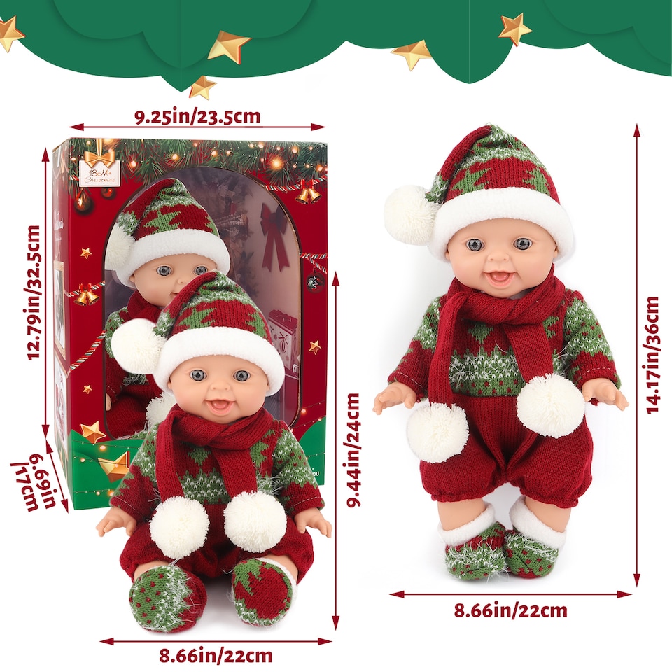 image 1 of Christmas Doll Set – Includes Extra Festive Outfit!