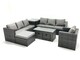 image 1 of Fimous Outdoor Garden Furniture Set 10 Seater Rattan Sofa Set with Coffee Table 3 Footstools Armchair Side Table Dark Grey Mixed