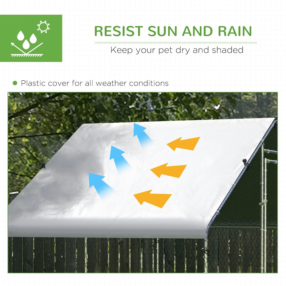 image 1 of PawHut Walk In Chicken Run Large Galvanised Chicken Coop w/ Cover 3 x 1.7 x 1.9m