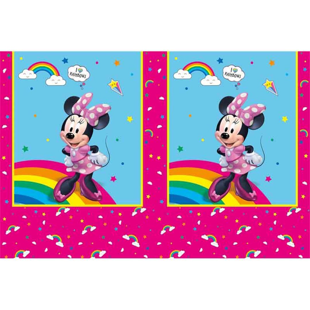 Minnie Mouse Rainbow Disney Plastic Tablecover 1.8m x 1.2m
