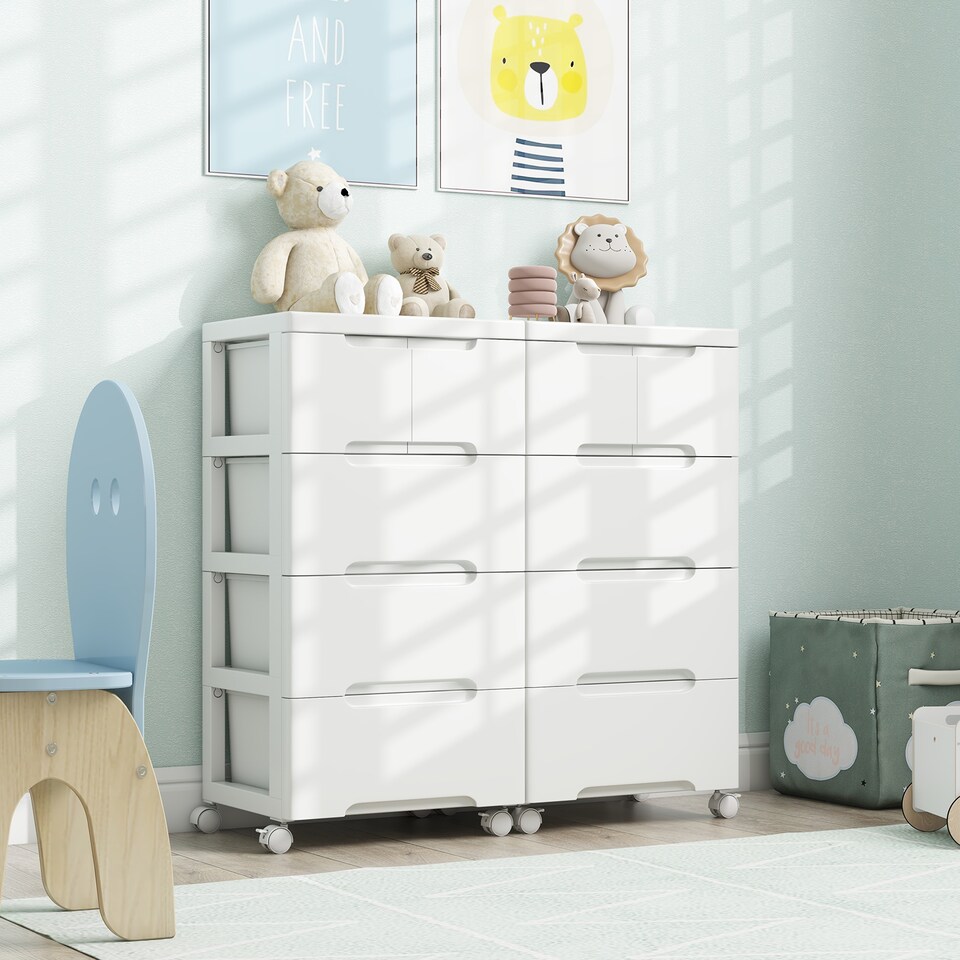 image 1 of COSTWAY Rolling Storage Cabinet Vertical Storage Unit with 5 Drawers