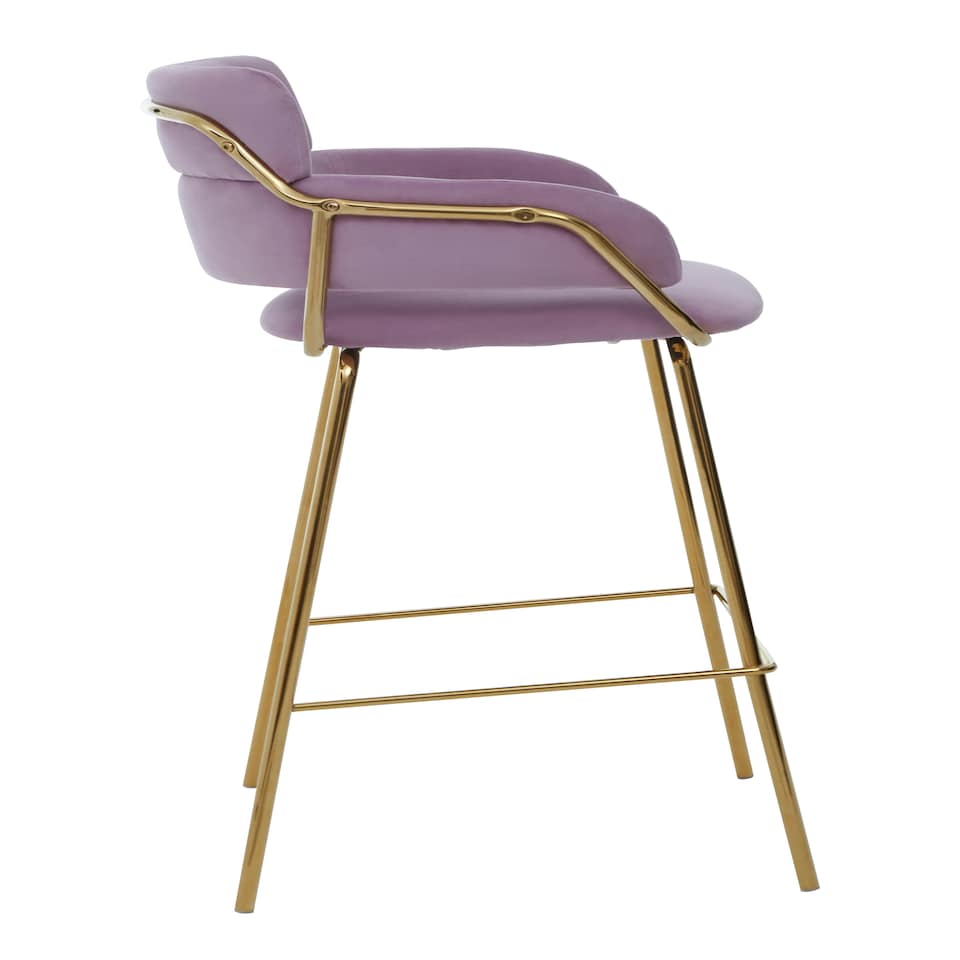 image 1 of Interiors by Premier Tamzin Pink Velvet Bar Chair Pink