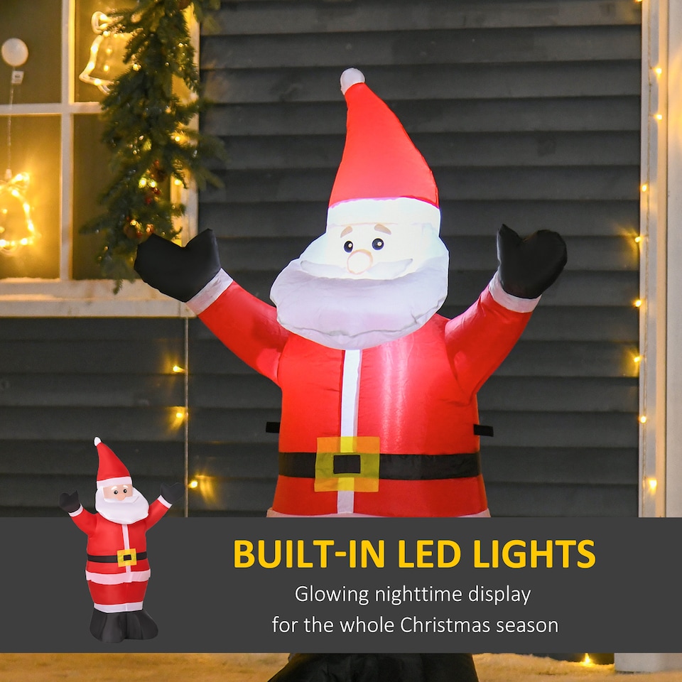 image 1 of HOMCOM 4ft Inflatable Christmas Santa Claus Xmas Decoration 1 LED Holiday Air Blown Yard Outdoor Decor