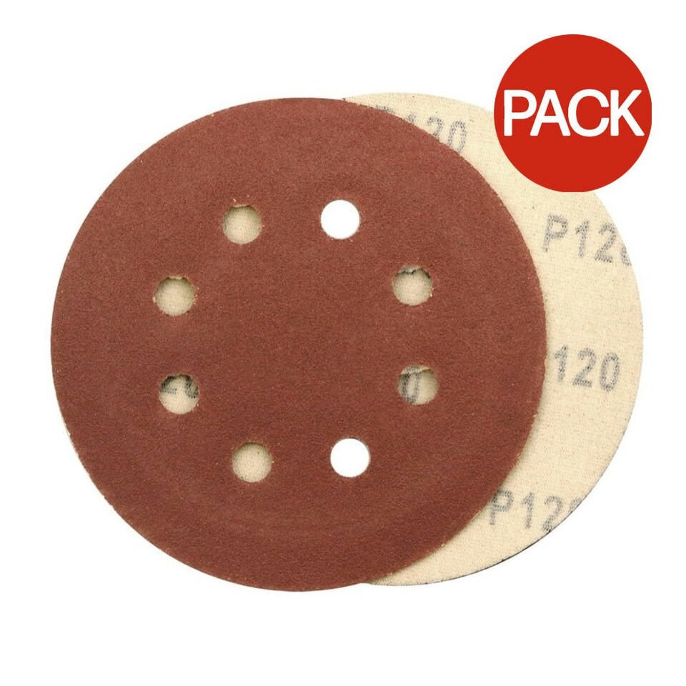 image 1 of Abracs Hook and Loop Sanding Disc (Pack of 10) - Brown/Sand - 125mm