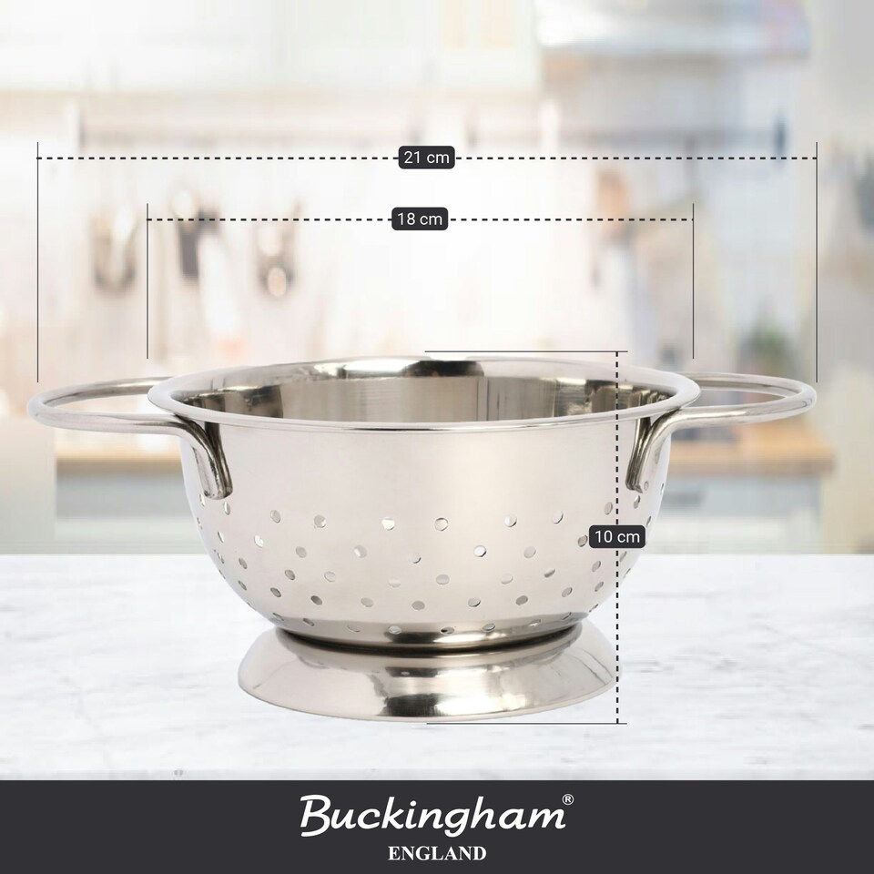 image 1 of Buckingham Stainless Steel Hemisphere Colander / Strainer 1.5 Litre / 18 cm