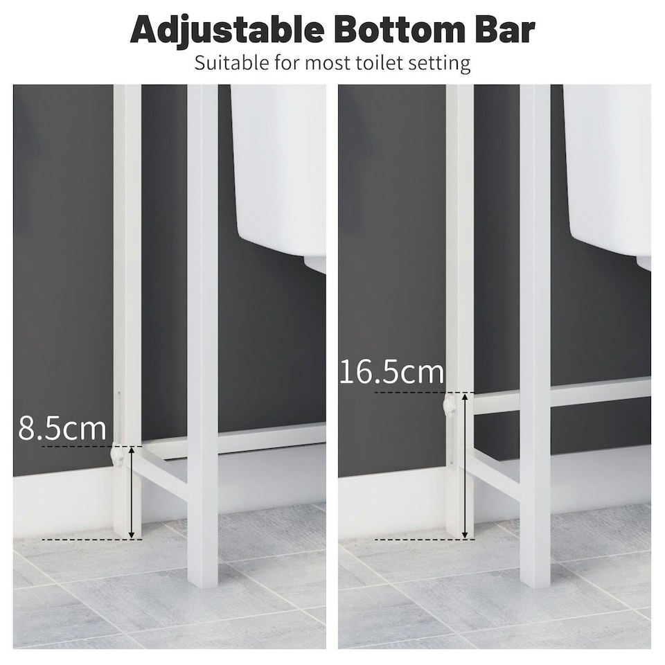 image 1 of COSTWAY 3-Tier Over-The-Toilet Storage Shelf Organizer White