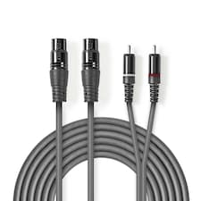 Nedis 3m Balanced Flexible Audio Cable, XLR 3-Pin Female to 2x RCA Male, Stereo
